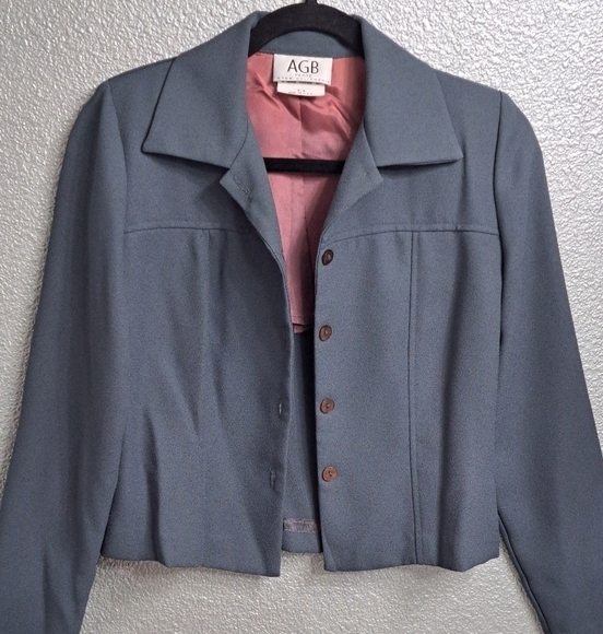 Vintage AGB Olive Green Cropped Jacket  Size 4P - Picture 3 of 9